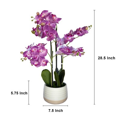 28" Artificial Flowers Potted Faux Purple Orchid in Ceramic Pot Home Decor  | eBay