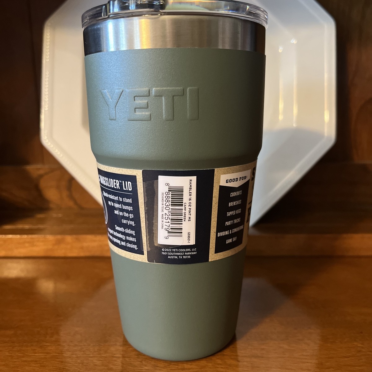 Yeti 16 Oz Stackable Pint CAMP GREEN Rambler W/matching Yeti 16 Oz Stackable Pint CAMP GREEN Rambler W/matching
