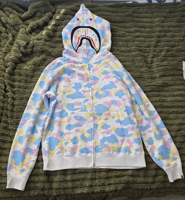 BAPE A Bathing Ape Multi Camo  Shark Full Zip Hoodie Size XXL 