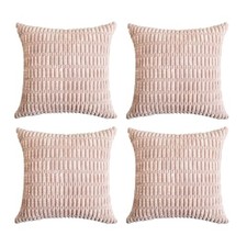 Soft Corduroy Summer Fall Throw Pillow Covers 18x18 18" x 18" Pack of 4 Pink