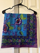 Vintage Berkshire Scarf Women One Size Purple Dark Floral Rose Whimsy Italy Made
