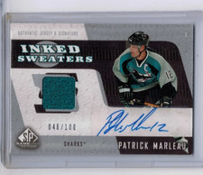 2006-07 Upper Deck SP Game Used Patrick Marleau Inked Sweaters Auto #'ed 046/100