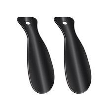 2 Pack Metal Shoehorns, 7.28 Inches Portable Black Metal Shoe Horns for Trave...