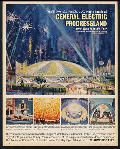 1964 New York World's Fair GE Progressland GREAT ART vintage print ad