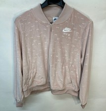 Nike Air Womens Pink Velour Full-Zip Jacket 1X Embroidered Logo