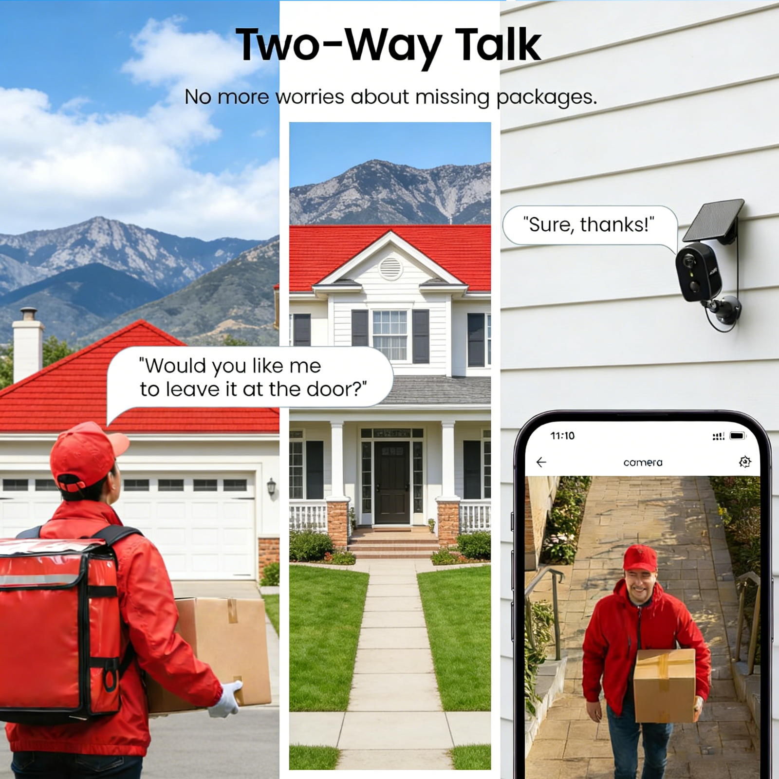 AOQEE 2K Wireless Solar Security Camera Outdoor Smart Night Vision WiFi ...