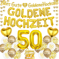 Goldene Hochzeit Deko Luftballons Girlande - Gold Hochzeitstag Folienballon Bann