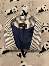 H M Women s Blazer Size 8 White Navy Striped Pockets