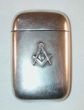 Sterling Silver Matchsafe Vesta Masonic Free Masons Emblem by L. Fritzsche & Co.