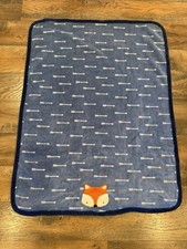 Parents Choice Fox Applique Baby Blanket Blue Arrows Plush Security Lovey 30x40