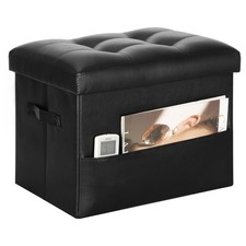 Storage Ottoman Foot Rest Stool with Thicker Foam Padded Seat. Foldable Leath...