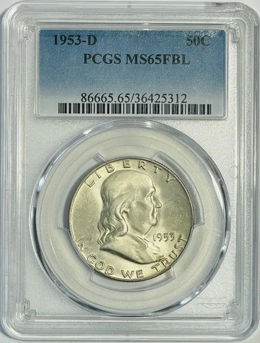 1953 D Franklin Silver Half Dollar PCGS MS65 FBL