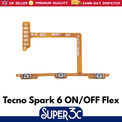 Für Tecno Spark 6 Ersatz EIN/AUS Netz Lautstärketaste Flexkabel - UK Verkäufer