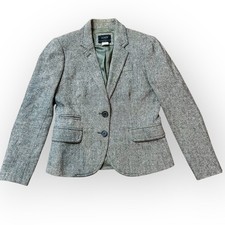 J Crew Womens Size 0 Original Schoolboy Blazer Jacket Wool Blend Grey