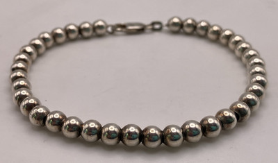 IBB Italy Sterling Silver 4.5mm  Ball Bead Bracelet 7'' 9 grams