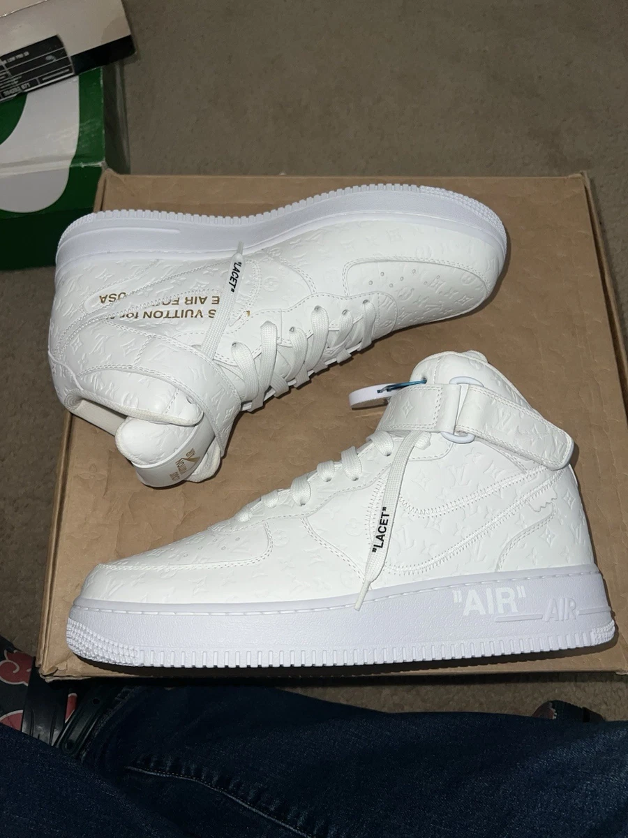 Nike Louis Vuitton x Air Force 1 Mid Triple White for Sale