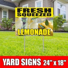 FRESH SQUEEZED LEMONADE Yard Sign with H-Stakes Ice Cold Drinks Tea Drinks Bar