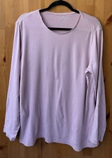 By Chico's Women's Light Pink Long Sleeve Round Neck T-Shirt 100% Cotton -Size 3