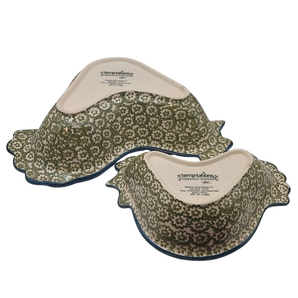 Temp-tations Old World Confetti Chicken Nesting Serving Bowls Set of 2 Farmhouse