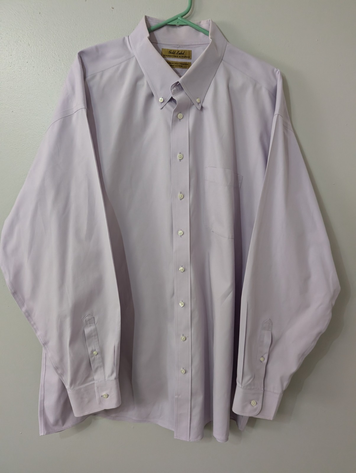 Roundtree & York Gold Label 80s Plum Non Iron Lng Sleeve Shirt Mens 18.5/37 Tall