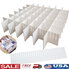 12 Pack Adjustable Plastic Drawer Dividers Kitchen Bathroom Office Storage New