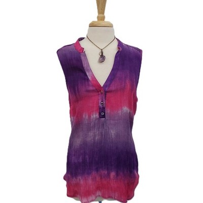Womens 2X Sleeveless Ombre Tank Top Unique Spectrum Purple Pink Boho High Low