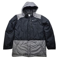 Columbia Hooded Winter Jacket Kids Large 14 16 Black Grey Full Zip Insulated