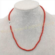 4mm Genuine Natural Red Coral Gemstone Round Beads Necklace Jewelry 14-100''