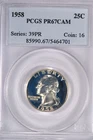 1958 Washington Quarter Proof PCGS PR 67 CAM PF 67 CAMEO Old Holder Coin 25C