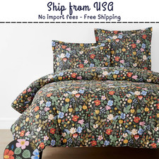 Rifle Paper Co. Strawberry Fields Classic Cool Cotton Percale Comforter - Black