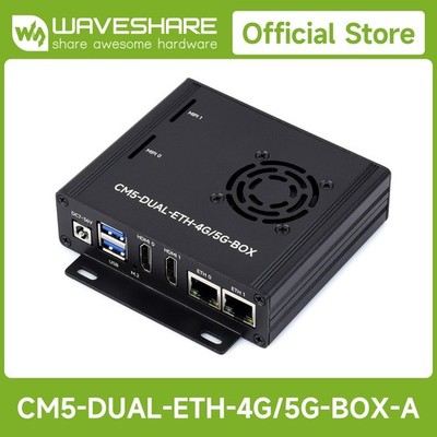 Waveshare Dual Ethernet Base Board For Raspberry Pi CM5, Supports 4G/5G Module