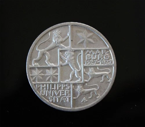 Weimar 3 Mark 1927 Marburg Weimar Republic, almost uncirculated