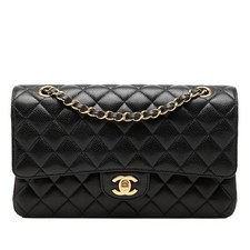 Chanel Matelasse Coco Mark Caviar Skin Shoulder Bag Women Black One Size