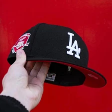 59FIFTY MLB LOS ANGELES DODGERS 50TH ANNIVERSARY BLACK / RED UV FITTED CAP
