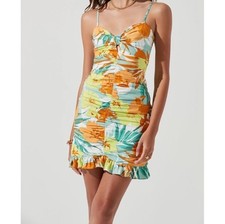 ASTR The Label Beachside Floral Mini Dress Size S White Orange Green
