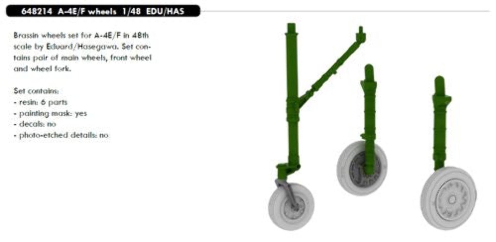 Eduard Brassin 648214 1:48 Douglas A-4E/F Skyhawk wheels with weighted tyre effe