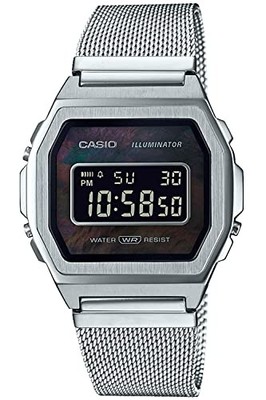 CASIO A1000M-1BJF Premium Standard Digitaluhr Unisex Silber Edelstahl