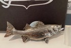 NEW w/ BOX STRIPED BASS FISH Grillie Ornament Antique Nickel Auto Truck Car Hood — photo 2