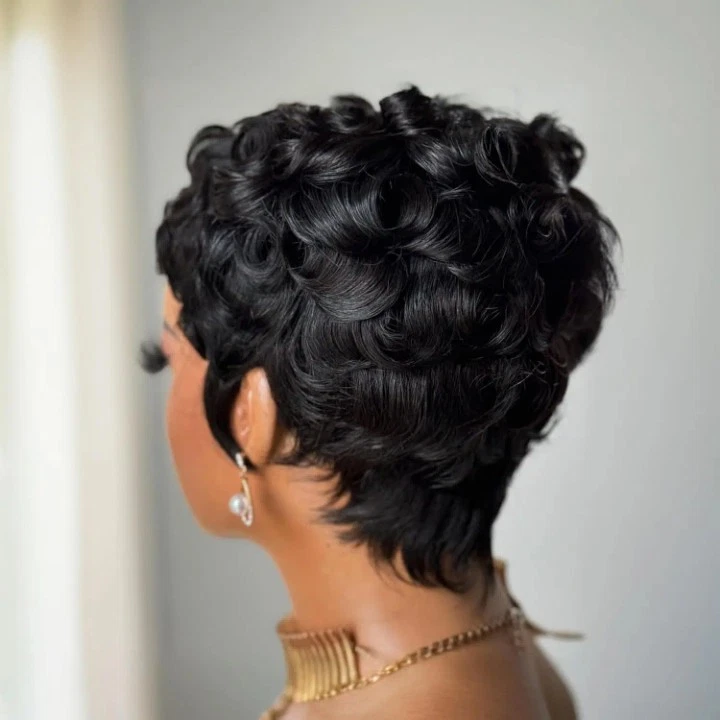 Human Hair Wig Side Part Short Pixie Cut Women 13x4 Lace Front - Image 3 of 3