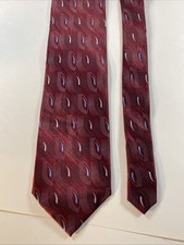 Authentic Puritan Tolli Tie Red Pattern Blue White 100% Silk Made in USA