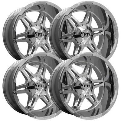 (Set-4) Full Throttle FT3 20x14 6x135/6x139.7 Chrome -76mm Wheels Rims 20 Inch