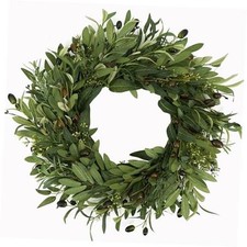 Artificial Green Olive Wreath for Front Door Greenery Wreath with Olive