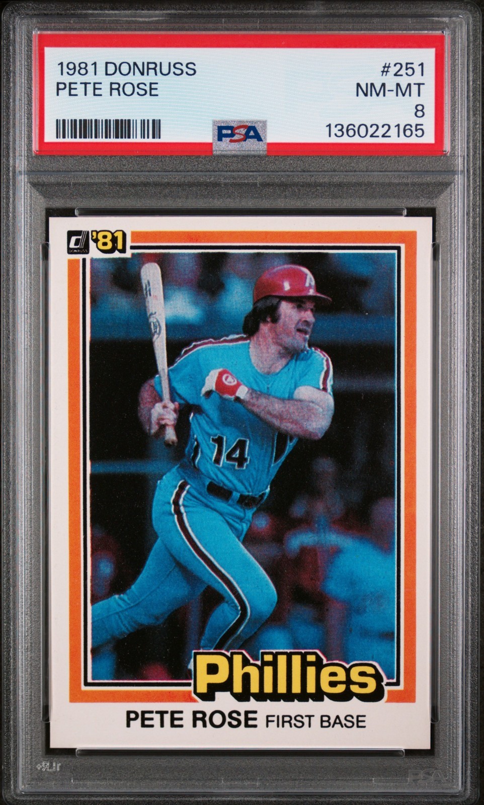 1981 DONRUSS #251 PETE ROSE PHILADELPHIA PHILLIES PSA 8 **FRESHLY GRADED **