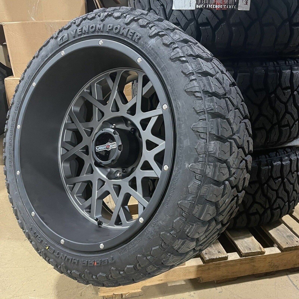 4) 22x12 Vision Rocker Gray Wheels 33
