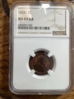 Beautiful High Grade 1925 Lincoln Cent.  NGC GRADED MS 64 RB