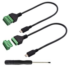 2 PCS 30CM Micro USB 2.0 Male Plug To 5 Pin Female Screw Terminal Block Cable