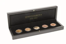 VOLTERRA coin case 'QEII' for 5 sovereigns in capsules