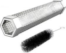 Pellet Smoker Tube 12" Stainless Steel 1 Pack with Brush 5-Hour Smoke Tube Grill