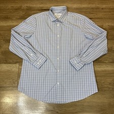 Men's XL Mizzen  Main Leeward White Blue Plaid Performance Standard Fit