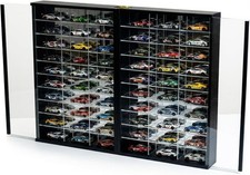 Car Display Case 2 in 1 Foldable 60 Diecast Model 1/64 NASCAR Wood Wall Cabinet